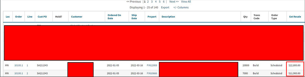 Wrong Ext Resale - Software Bugs / Issues - Cetec ERP