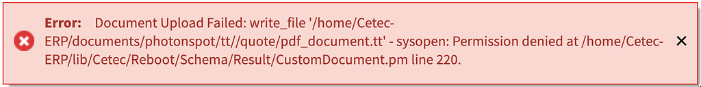 custom document upload broken - Software Bugs / Issues - Cetec ERP