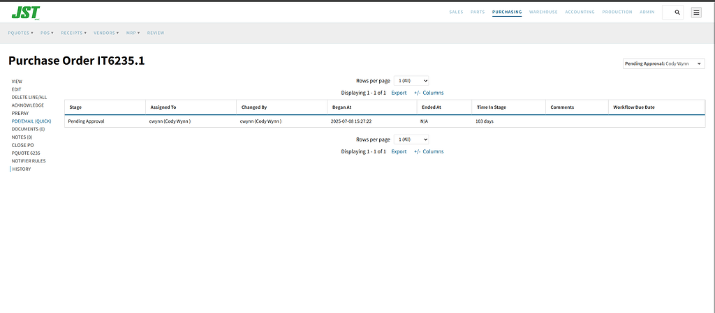 PO history - Software Bugs / Issues - Cetec ERP